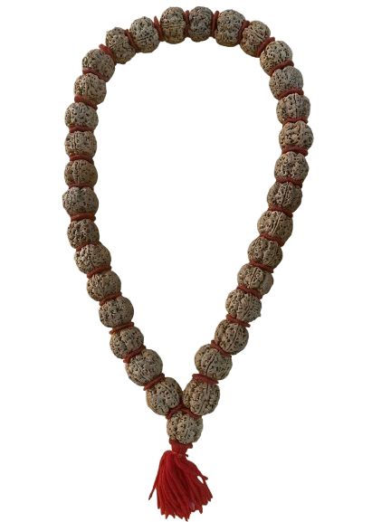 Rudraksha Kantha Mala with a Guru bead and red tassel